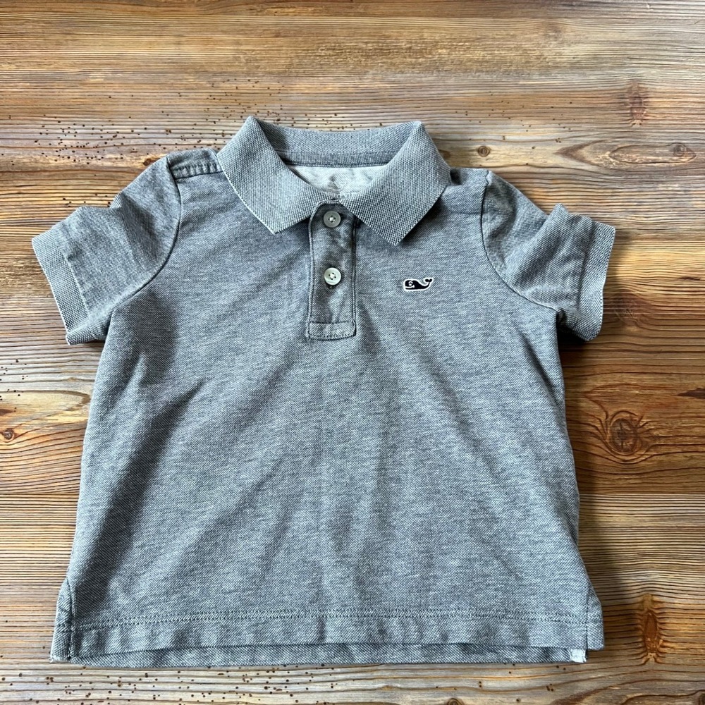 Vineyard Vines Boys 2T Heather Gray Edgartown Polo Short Sleeve Whale Logo Shirt